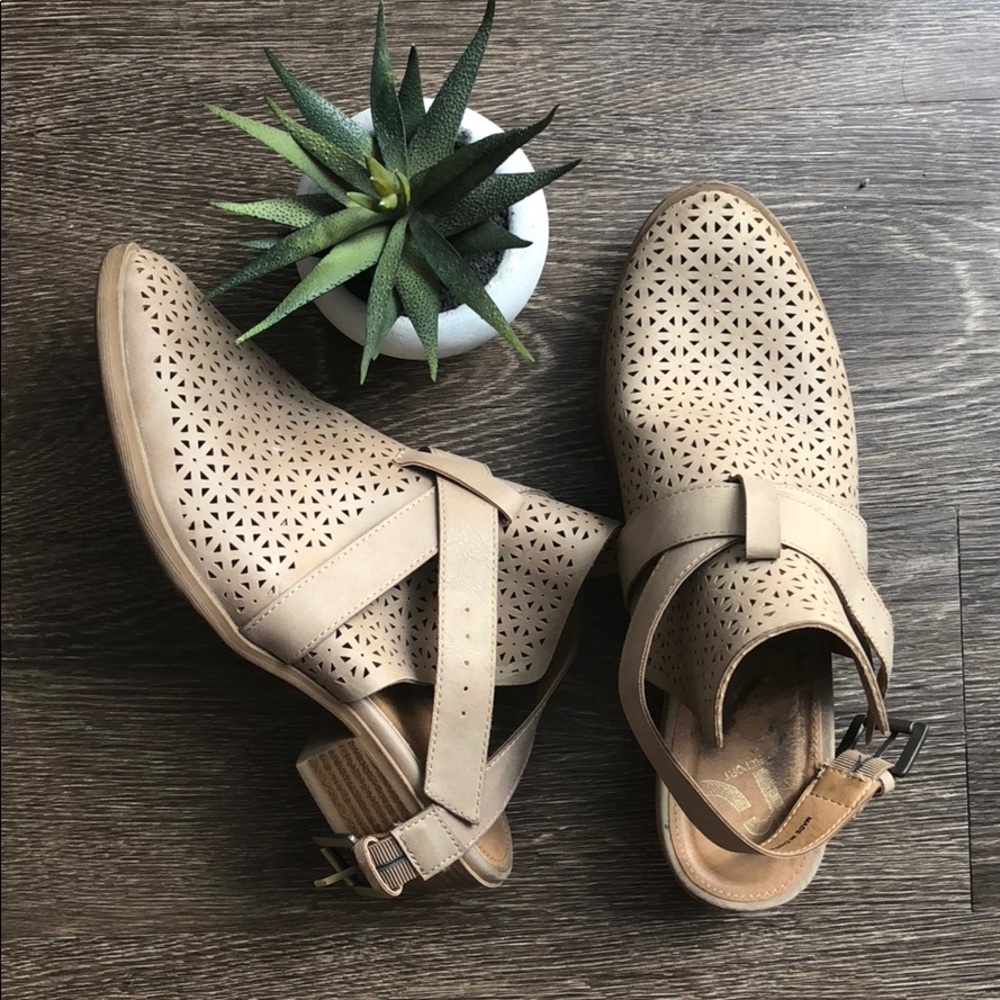 Taupe cutout booties